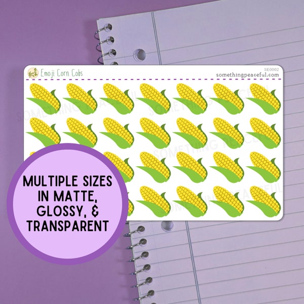 Corn Stickers - Multiple Sizes, Matte, Glossy, or Clear - Corn on the Cob Sticker Sheet, Planner Stickers, Summer Stickers - Ships Fast!