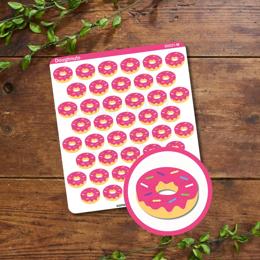 Sticker Doughnut Count Doughnut Sticker Sheet - Strawberry Donut Stickers - Multiple Sizes ...