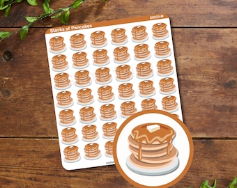 Pancakes Sticker Sheet - Breakfast Stickers - Multiple Sizes, Matte, Glossy, or Clear