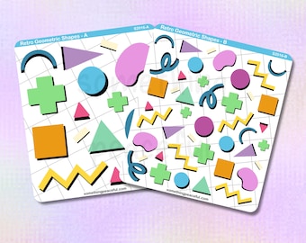 Retro Geometric Shapes Stickers - Multiple Sizes, Matte, Glossy, or Clear