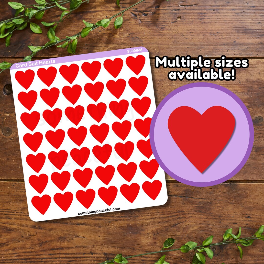Heart Card Suit Stickers - Multiple Sizes, Matte, Glossy, or Clear - Etsy