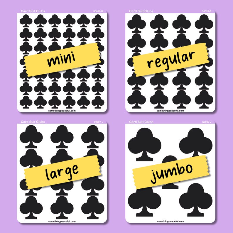 Club Card Suit Stickers - Multiple Sizes, Matte or Glossy - Etsy