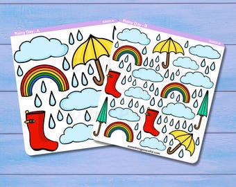 Rainy Day Sticker Sheet - Multiple Sizes, Matte, Glossy, or Clear