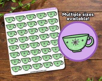 Teacup Sticker Sheet - Multiple Sizes, Matte, Glossy, or Clear