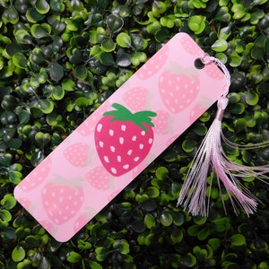 Strawberry Bookmark - Optional Tassel, Choose Your Tassel Color!