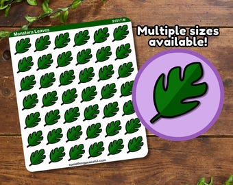 Monstera Sticker Sheet - Leaf Stickers - Multiple Sizes, Matte, Glossy, or Clear