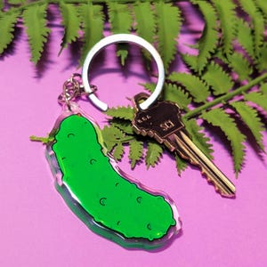 Pickle Keychain - Original Art, Acrylic Keychain, Pickle Lover Gift, Backpack Charm