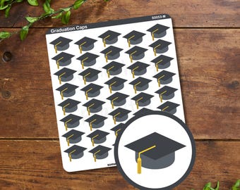 Graduation Cap Sticker Sheet - Multiple Sizes, Matte, Glossy, or Clear
