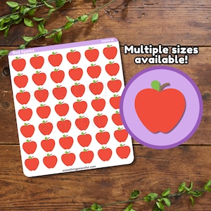 Red Apple Sticker Sheet - Multiple Sizes, Matte, Glossy, or Clear