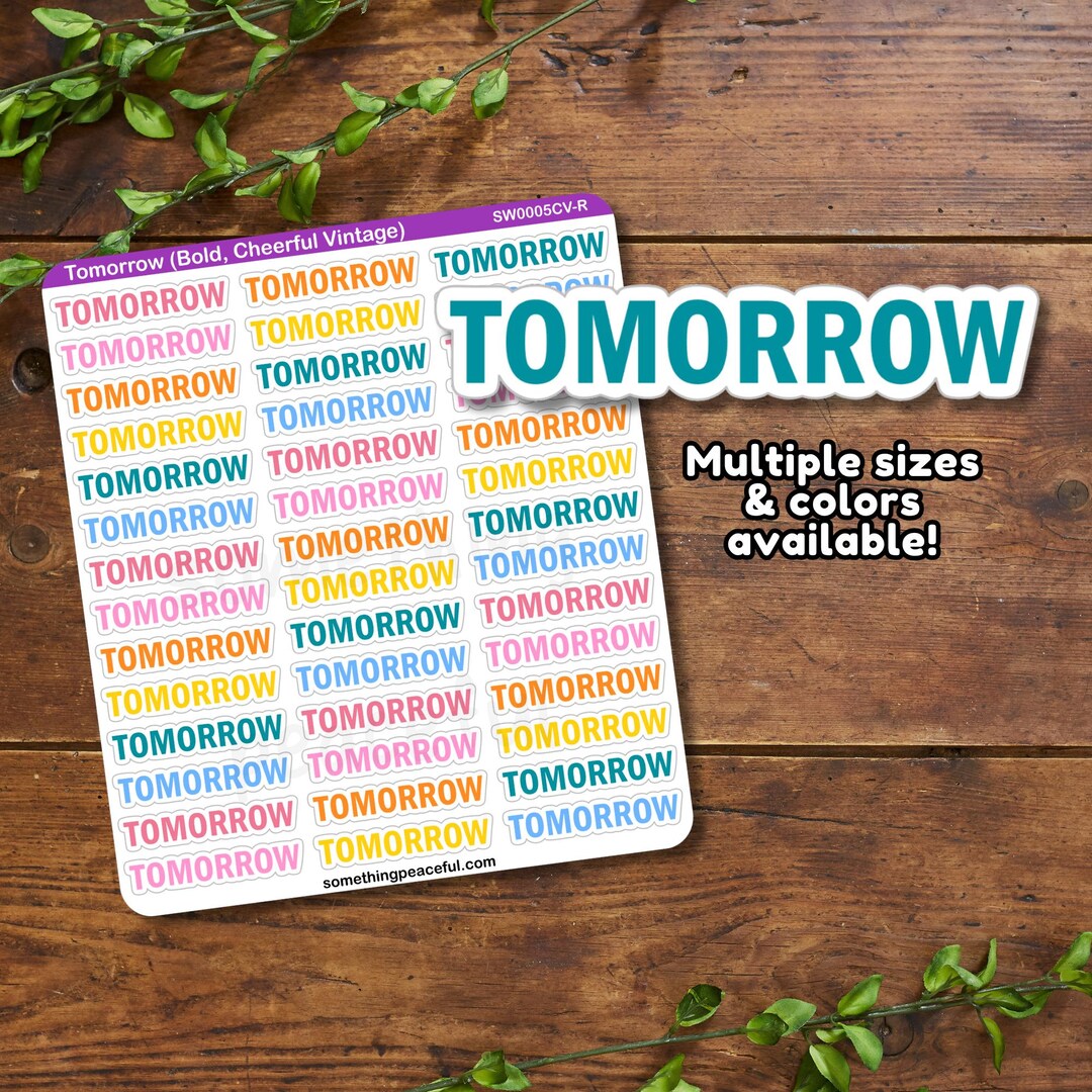 Tomorrow Bold Text Sticker Sheet - Planner Stickers - Etsy