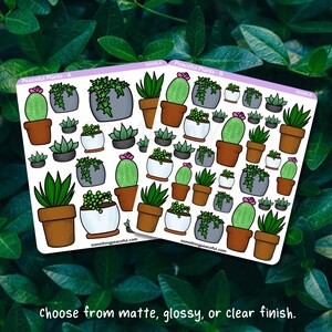 May include: Two sheets of stickers featuring a variety of potted plants in different colors and styles. The stickers are labeled "Peaceful Plants - A" and "Peaceful Plants - B".