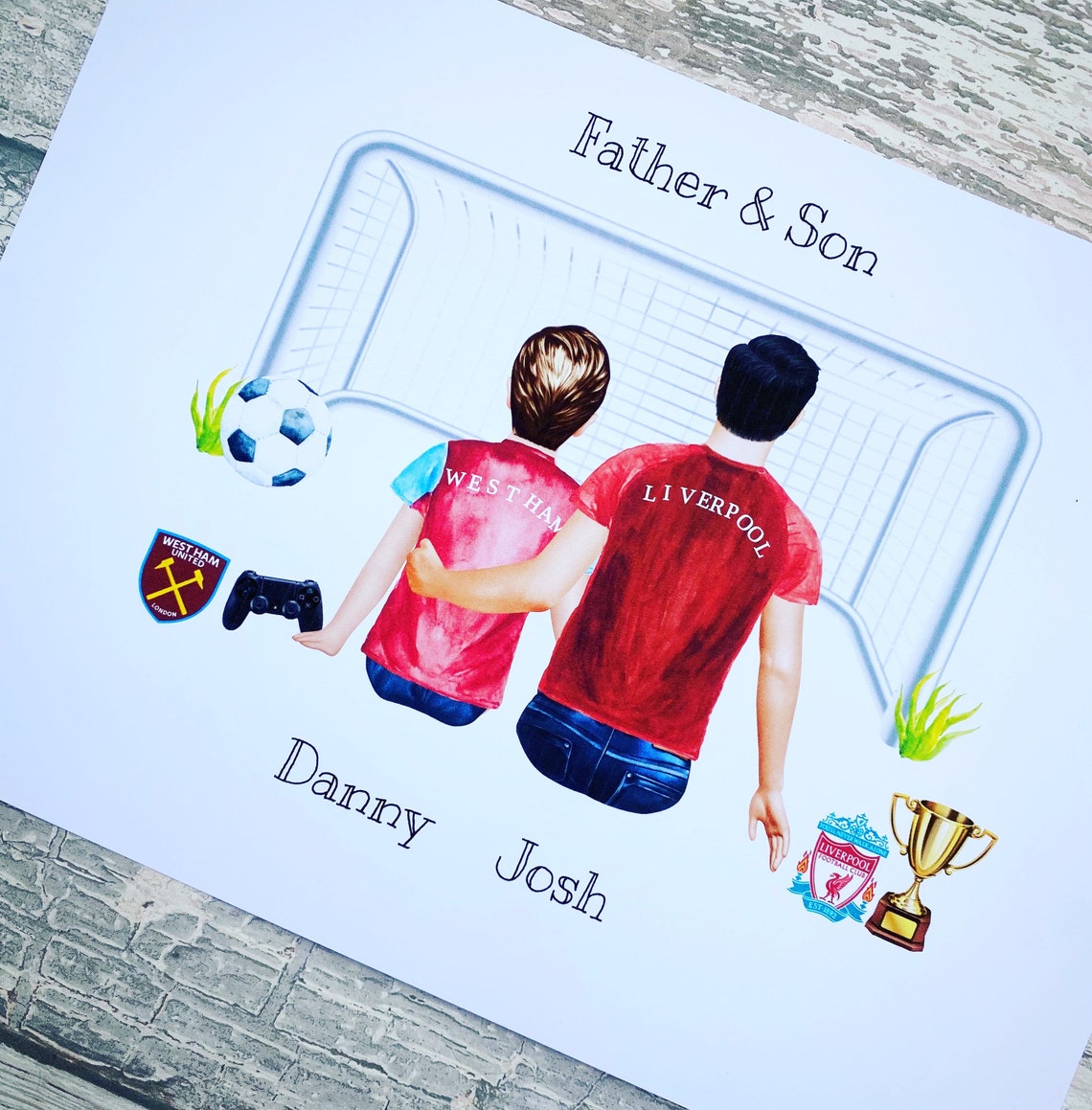 Personalised football print dad gift grandad gift football Etsy
