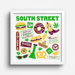 South Street | Philadelphia Neighborhoods | Retro Pop Art Letterpress Style Print
