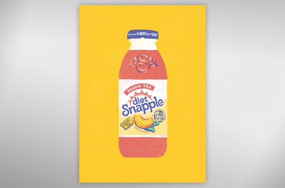 Peach Tea Diet Snapple Pop Art Hand Drawn Style Packaged Product