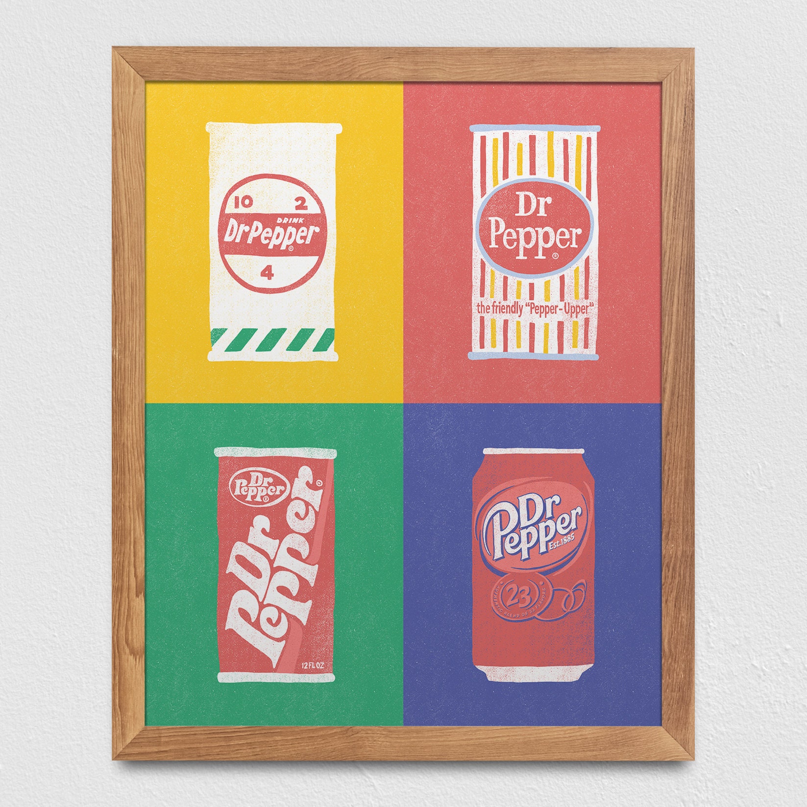 Dr. Pepper Soda Can Evolution Illustration | Vintage Pop Art