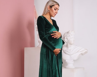 etsy green velvet dress