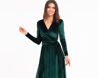 long sleeve hunter green maxi dress