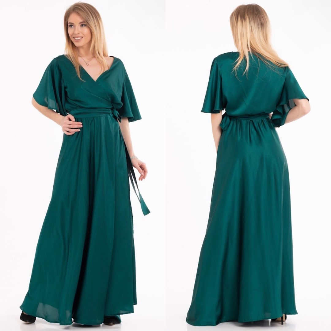 Emerald Green Wrap Maxi Dress Pretty Emerald Green Dress Cold-Shoulder Maxi  Wrap Dress Lulus