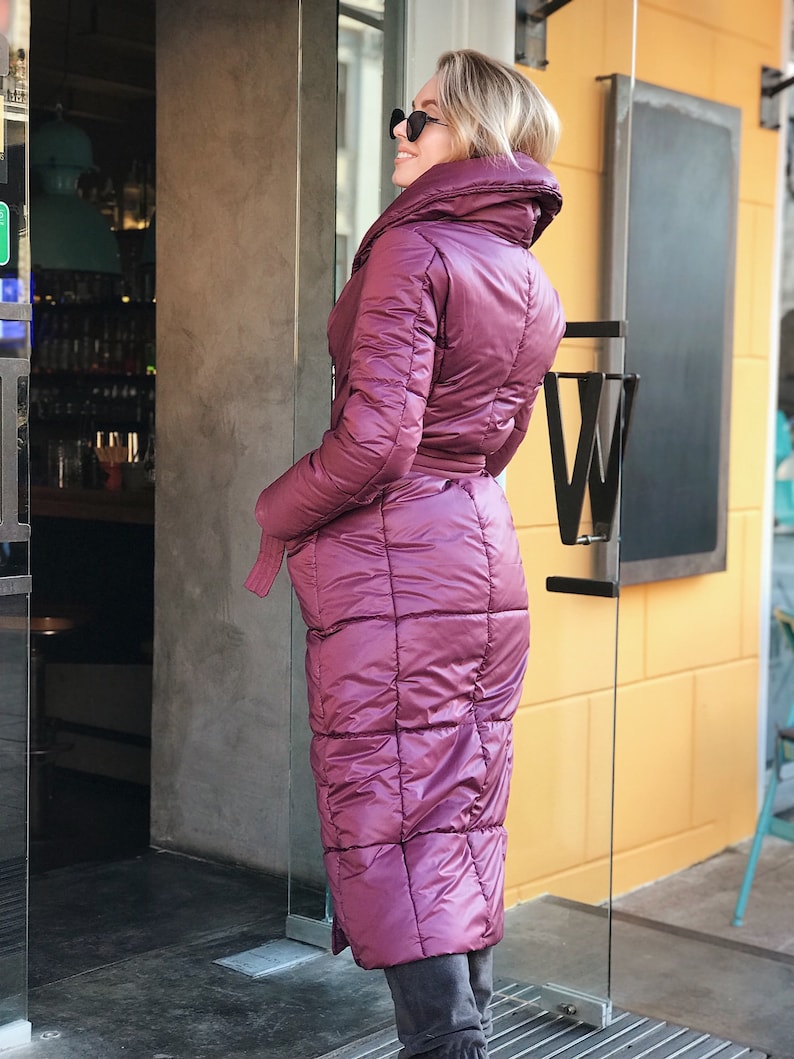 Lilac Down Coat Blanket Winter Coat Puffer Coat Womens Etsy