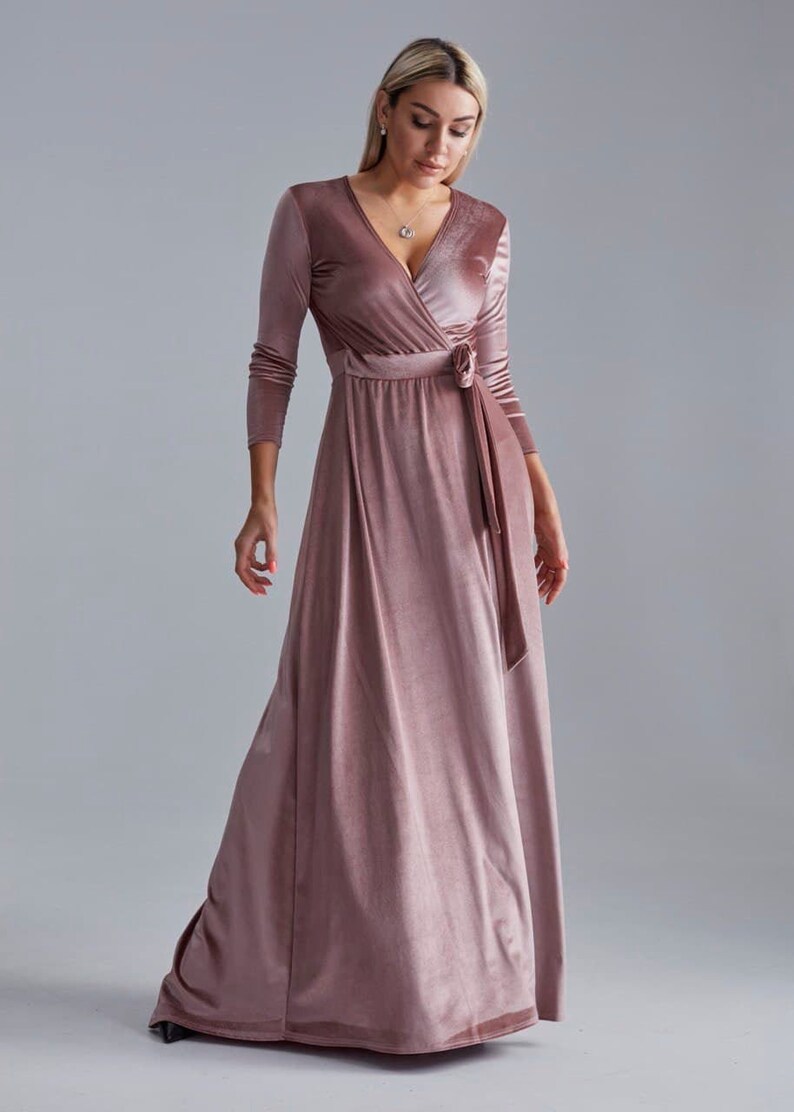 Emerald Green Velvet Dress With Train Long Sleeve Velvet Etsy UK