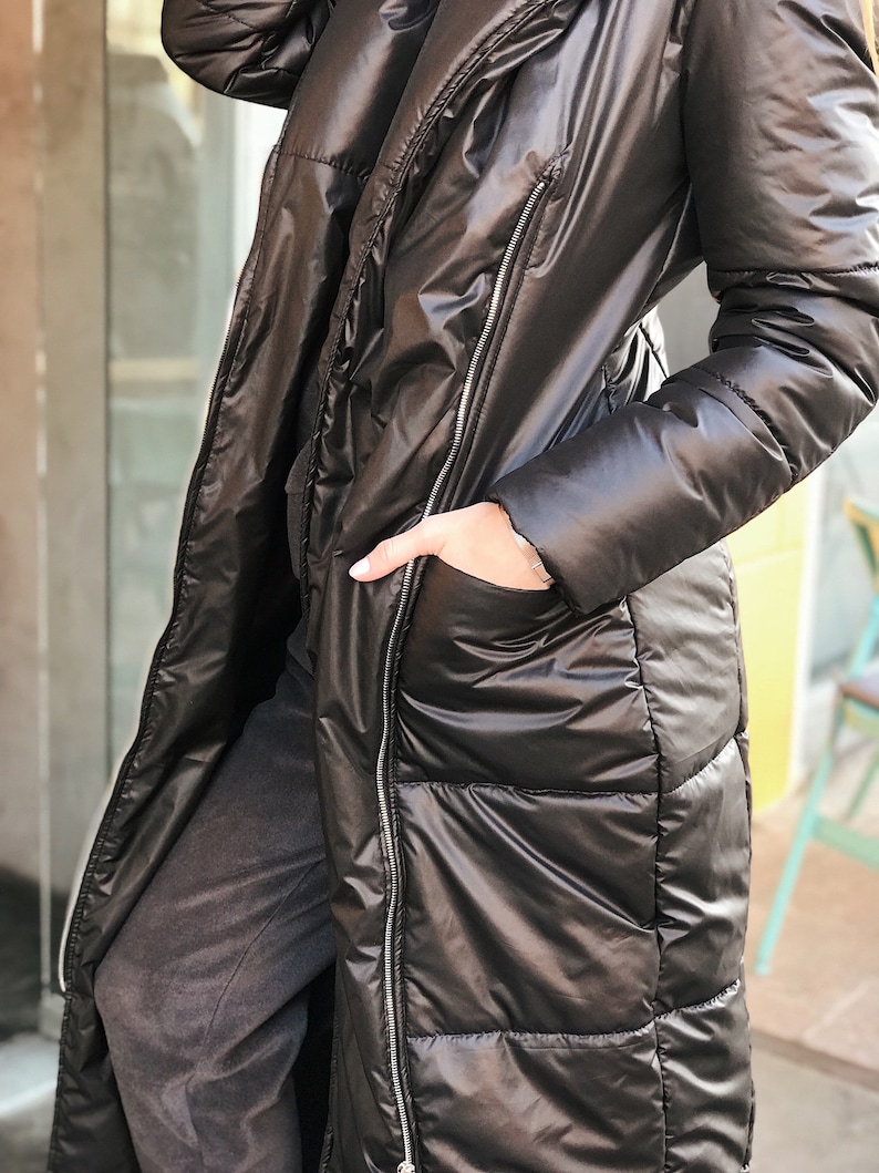 Black Down Coat Blanket Winter Coat Puffer Coat Womens Etsy