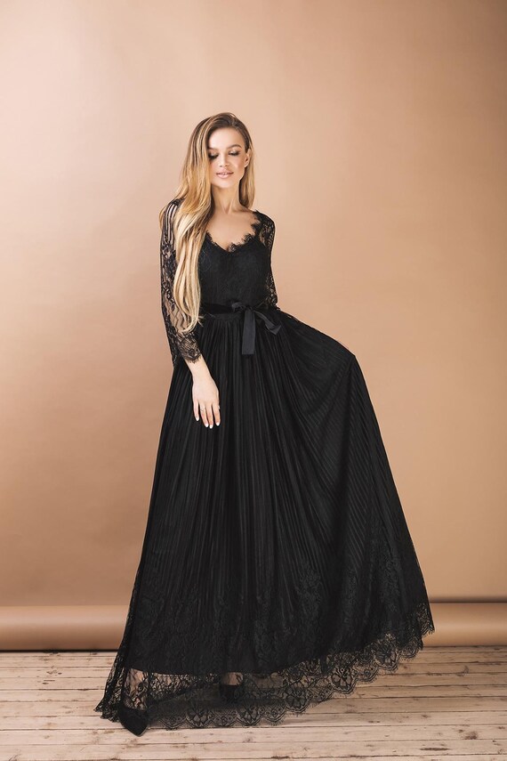 bohemian black maxi dress