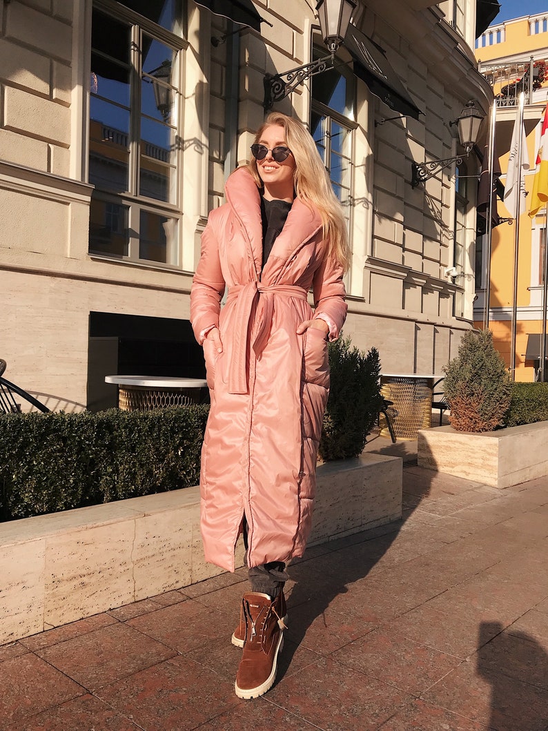 Lilac Down Coat Blanket Winter Coat Puffer Coat Womens Etsy