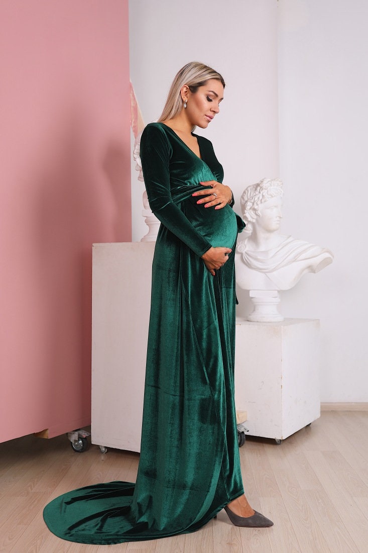 Emerald Green Velvet Maternity Dress Dresses Images 2022