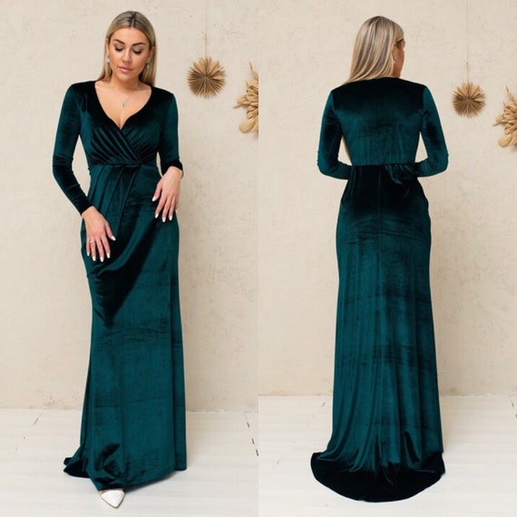 Marchesa Draped Crystal-embellished Velvet Gown In Green | ModeSens