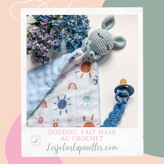 Lapinette Doudou Lapin Crochet Nattou Nin Lange Plat Etsy