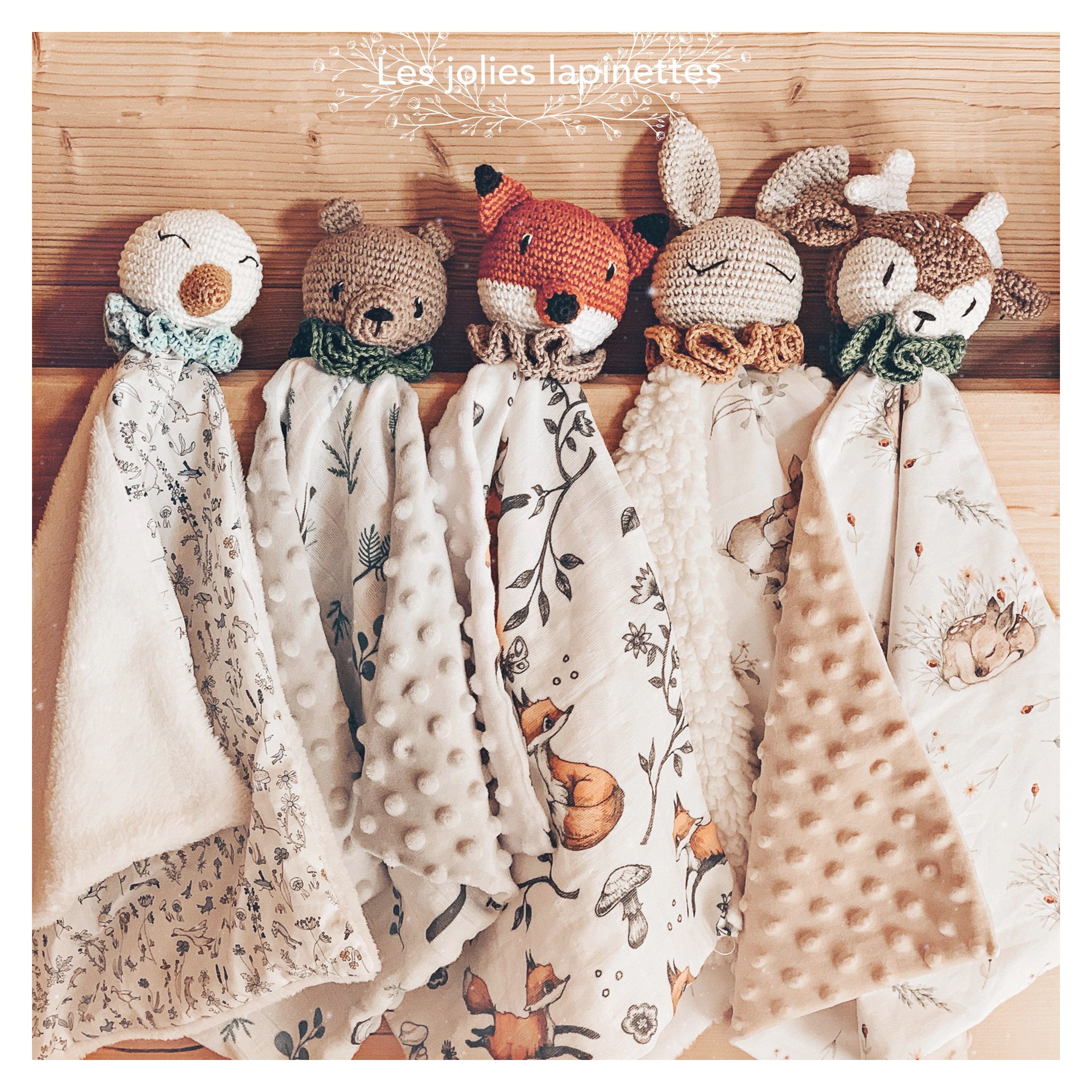 Doudou Bebe Crochet Personnalise Lange Plat En Coton Bio Etsy