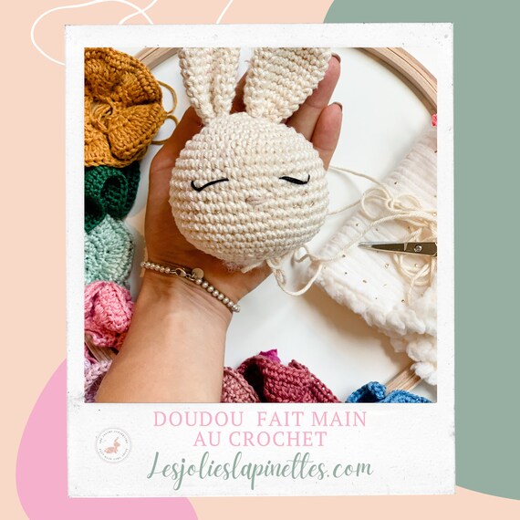 Lapinette Doudou Lapin Crochet Nattou Nin Lange Plat Etsy