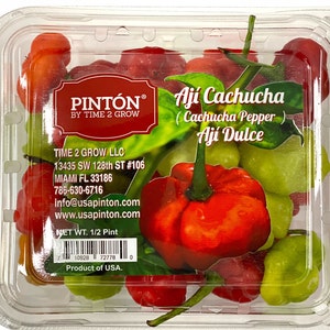 Aji cachucha, cachucha pepper, sweet pepper, sweet aji. Pintón brand.