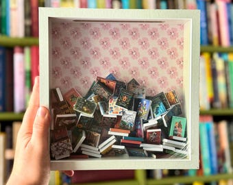 Mini Book Bank Shadow Box: Keepsake Display Case for Miniature Books