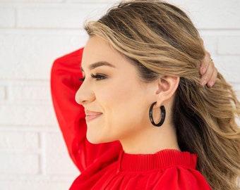 Alicia Tagua Hoop Earrings | Handmade Lightweight Tagua Nut & Wood Earrings | Eco-Friendly, Sustainable Jewelry | Hypoallergenic Ear Wires