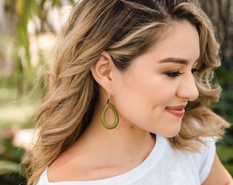Marianitas Oval Dangle Earrings | Handmade Tagua Bohemian Beaded Jewelry, Lightweight & Nickel-Free | Geometric Design Wooden Seed Earrings