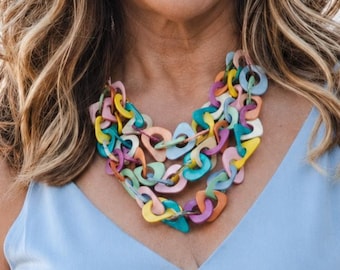 Vero Chunky Beaded Necklace | Autumn Statement Jewelry with Sustainable Tagua & Wooden Beads | Handmade, Hypoallergenic, Gift for Her