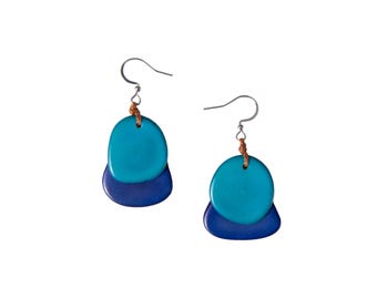 Fiesta Tagua Earrings | Handmade Beaded Colorful Earrings | Lightweight, Eco-Friendly, Sustainable Wooden Jewelry with Vegetable Dyes
