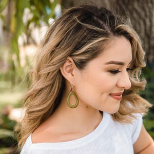 Marianitas Oval Dangle Earrings | Handmade Tagua Bohemian Beaded Jewelry, Lightweight & Nickel-Free | Geometric Design Wooden Seed Earrings image 3