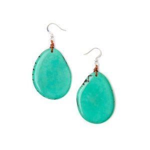 Amigas Handmade Tagua Nut Earrings, Sustainable Wood & Bead Dangle Earrings, Lightweight Organic Jewelry, Eco-Friendly Gift