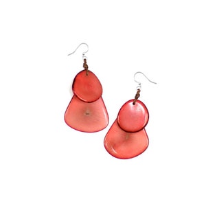 Fiesta Tagua Earrings | Handmade Beaded Colorful Earrings | Lightweight, Eco-Friendly, Sustainable Wooden Jewelry with Vegetable Dyes