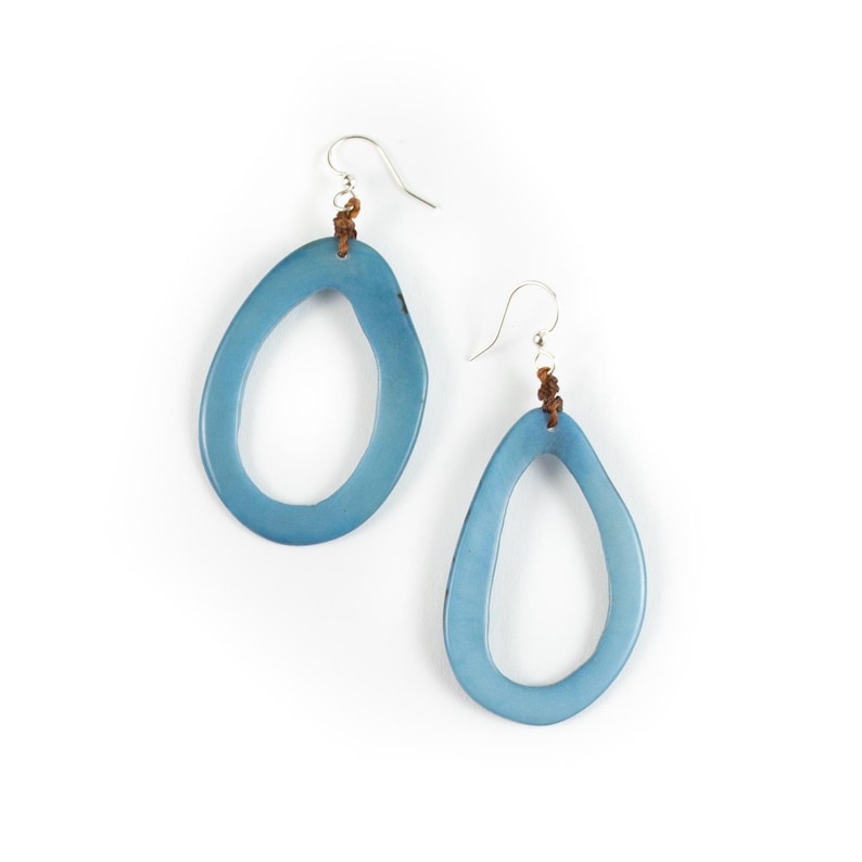 Marianitas Oval Dangle Earrings | Handmade Tagua Bohemian Beaded Jewelry, Lightweight & Nickel-Free | Geometric Design Wooden Seed Earrings Biscayne Bay