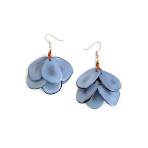 Tagua Nut Cascade Earrings, Linking  Butterfly Wings  Tagua  Bead Earrings, Adjustable French Hook Earrings, Handmade  Ecuador Earrings