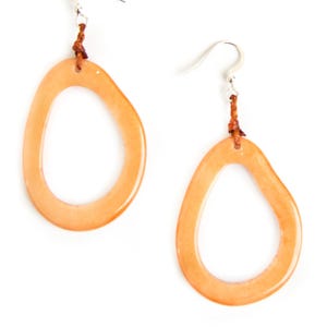 Marianitas Oval Dangle Earrings | Handmade Tagua Bohemian Beaded Jewelry, Lightweight & Nickel-Free | Geometric Design Wooden Seed Earrings Melon
