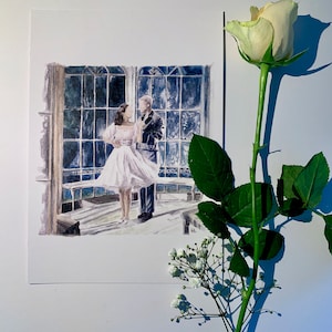 Impresión artística de acuarela original de Rolfe & Liesl, Sonido de la música, Acuarela, Pareja de baile, Romántico, Regalo, Arte de pared, A6, A5, A4