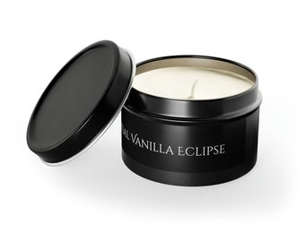 Celestial vanilla eclipse scent Aromatherapy Tin Candles - Coconut Soy Wax, Hand-Poured in USA, 4oz, Vanilla scented gift