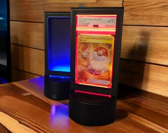 16-Color LED Light Stand for PSA Graded Cards - Handmade Display with Remote, USB & Battery Powered - Perfect for Sports, Pokémon Cards