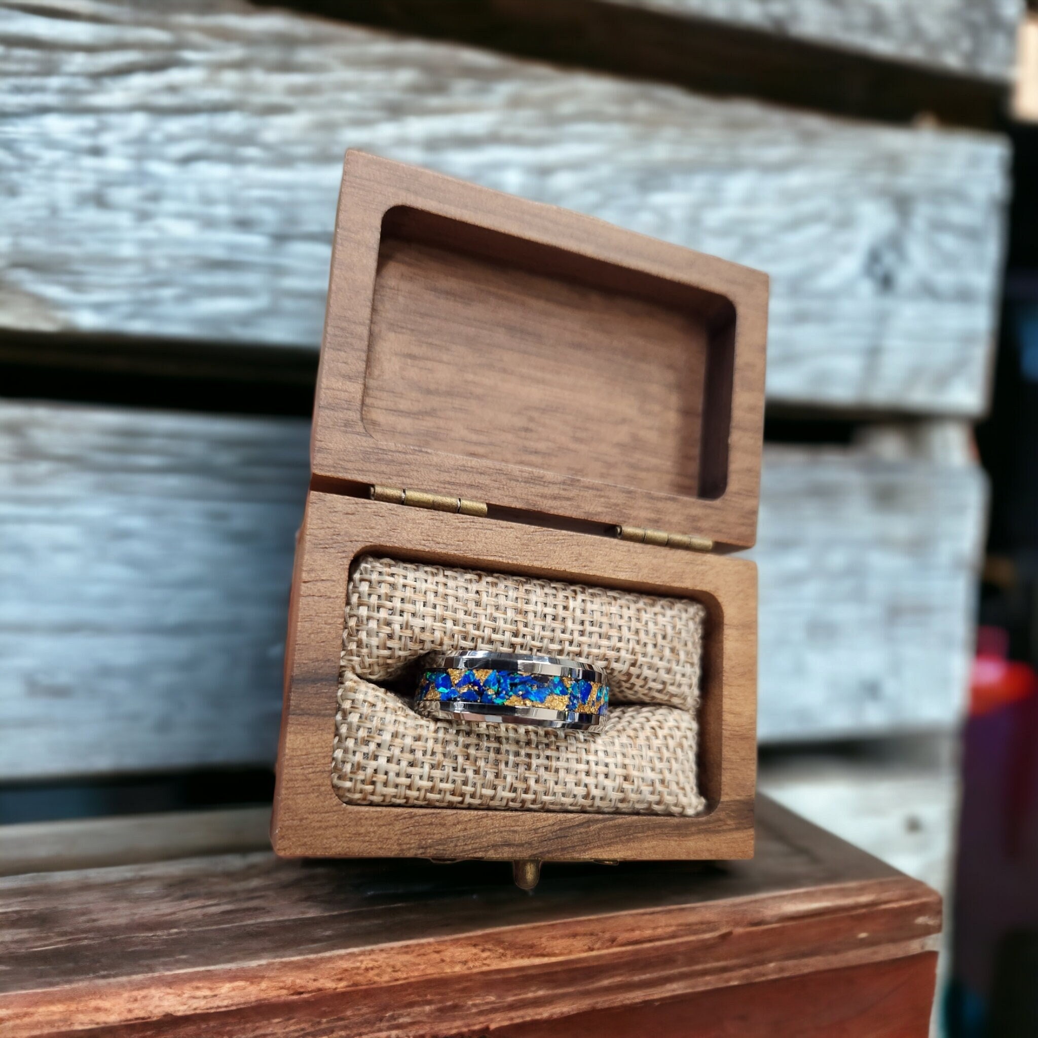 official UK stockists Men Blue Opal & NUNCAD 24k Gold Leaf Ring - Tungsten  Wedding Band, Custom Sizes/Widths, Unisex Promise Ring 