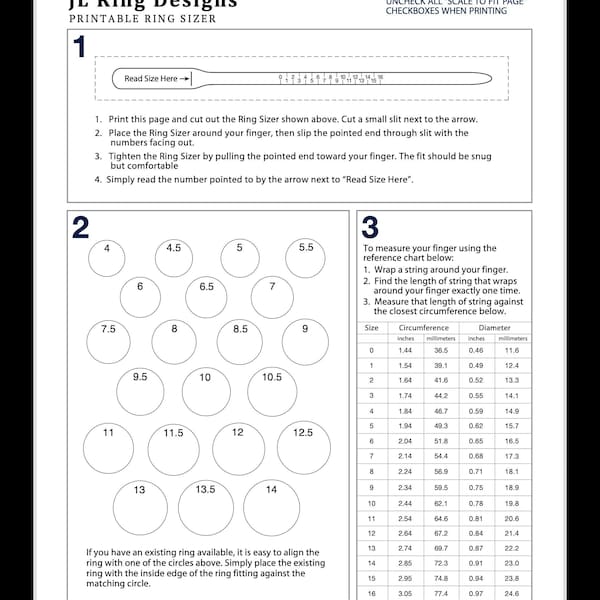 Ring sizer for couples rings- all sizes- printable sizing for all styles of rings