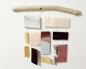 Neutral-Blush color stained glass wind chime Sun catcher Glass art Boho decor Garden Natural design Sustainable Art